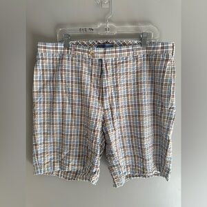 Peter Millar Men’s Crown Sport Seersucker Plaid SZ 38 Brown Blue Preppy Casual